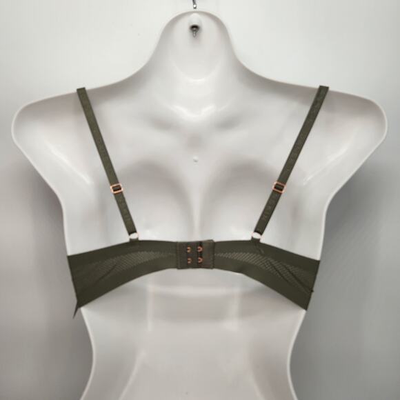 NWT Danskin Olive Green Padded Push Up Underwire Demi Cup Bra Women's 34B - Picture 11 of 11